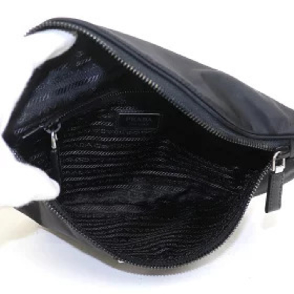 Prada Re Saffiano Leather Belt Bag Black Waist Crossbody Bum Sling Triangle - Picture 12 of 13